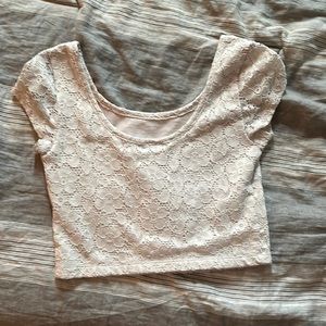 cream crop top with lace